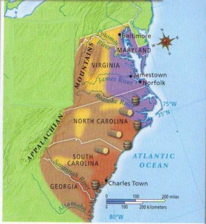 The Southern colonies cover Virginia, Maryland, North Carolina, South ...