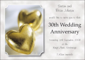 30th Wedding Anniversary Invitation - Style: Clouds - Single sided