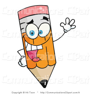 royalty free communications clip art of a friendly pencil waving