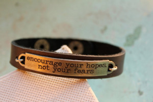Leather Cuff Bracelet, Quote 