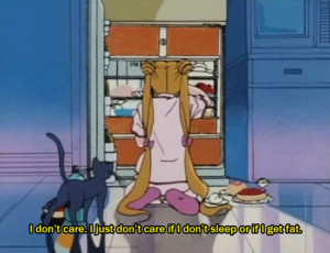 Sailor Moon I don't care if I sleep or get fat GIF