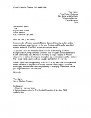 ... application cover letters | Cover Letters for Nursing -Job Application