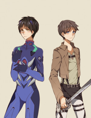 eren, yeager, shinji, ikari, evangelion, attack, on, titan, shingeki ...