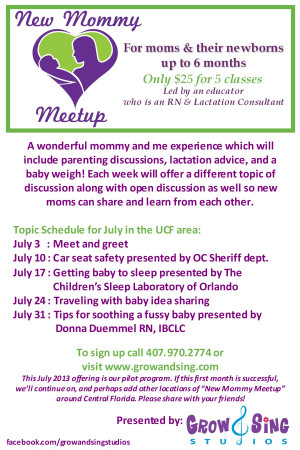 Mommy and Me classes to begin in July!