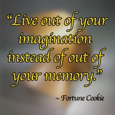Live out your imagination instead of out of your memory.