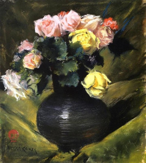 William Merritt Chase, Flowers (Roses), c. 1884/1888, pastel on paper ...
