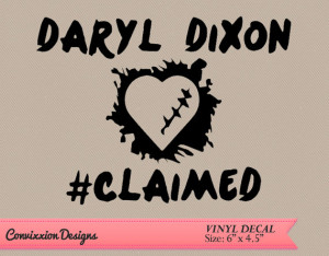 Daryl Dixon #Claimed Quote Punctured Patched Punk Heart Vinyl Car ...