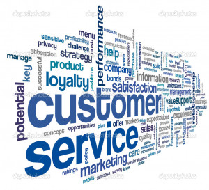 Customer service concept in word cloud - Stock Image