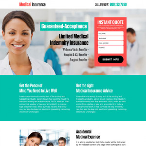 medical insurance instant quote landing page design Insurance example