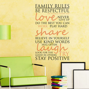 Wall Decals Wall Stickers Vinyl Decal Quote - Family Rules - Kitchen ...
