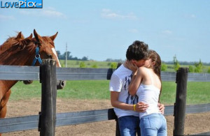 couple love jeans large Love Couple Hug Kiss Jeans Farm Horse ~ Love ...