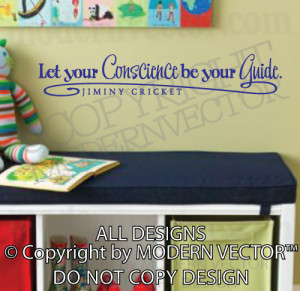 ... JIMINY CRICKET Quote Vinyl Wall Decal Lettering PINOCCHIO Quote