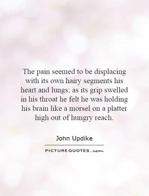 The pain seemed to be displacing with its own hairy segments his heart