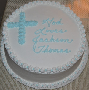 Baptism cake - cross beside wording