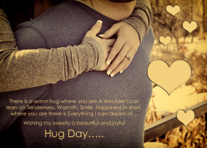 Cute Couple Hug Day Quotes Wallpaper