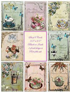 Vintage-inspired-tea-cup-quotes-small-note-cards-tags-altered-art-set ...