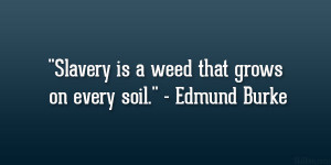 Slavery is a weed that grows on every soil.” – Edmund Burke