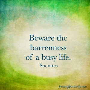 ... Socrates Picture Quotes - Beware the barrenness of a busy life