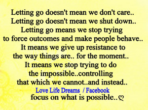 Letting go doesn't mean we don't care...