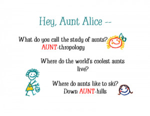 printable card: Riddles About Aunts greeting card
