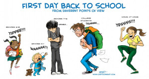 First Day Back to School Cartoon