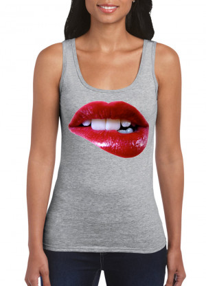 Womens-Funny-Sayings-Slogans-Vests-Sexy-Lips-On-Gildan-Softstyle-Tank ...