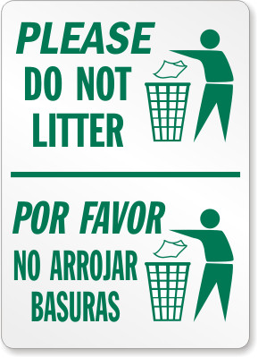 Do Not Litter Clean Up Your Trash Stencil