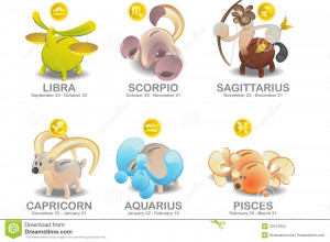 ... icon set: Libra, Scorpio, Sagittarius, Capricorn, Aquarius, Pisces