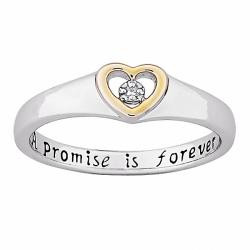 Sterling Silver 'A Promise is Forever' Diamond Heart Promise Ring ...