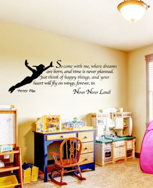 Peter Pan Wall Decal Art Sticker Decor Quote Vinyl by HappyWallz, $24 ...