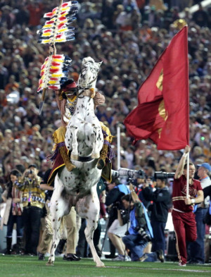 Chief Osceola spikes the spear before the BCS Championship game ...