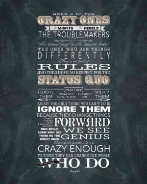 ... Ones - Word Art Prints - on Canvas - 16x20 Apple Inc. Steve Jobs quote