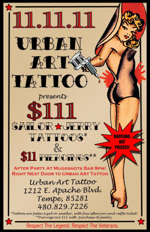Veteran's Day Sale with Urban Art Tattoo