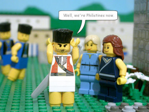 ... philistine headdress when he joins sides with the philistines against