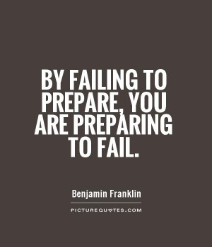 You Are Preparing to Fail by Failing to Prepare