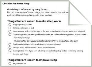 Checklist For Better Sleep Worksheet
