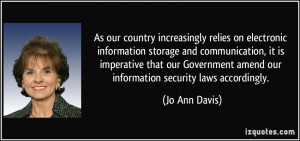 ... amend our information security laws accordingly. - Jo Ann Davis