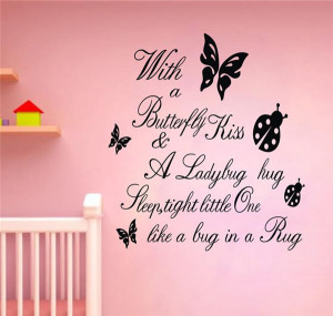 Butterfly Kiss Ladybug Hug Vinyl Removable Wall Stickers For Kids Baby ...