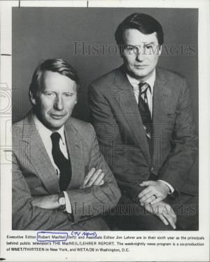 Press Photo editor Robert MacNeil Jim Lehrer The MacNeil Lehrer Report