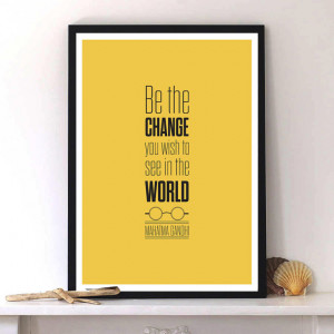 Mahatma Gandhi Quote, Motivational print, Inspirational poster art, Be ...