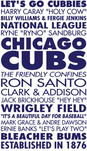 Chicago Cubs Baseball Sports Subway Art Vinyl Wall Decal
