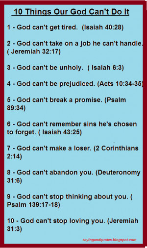 10 Things Our God Can't Do It