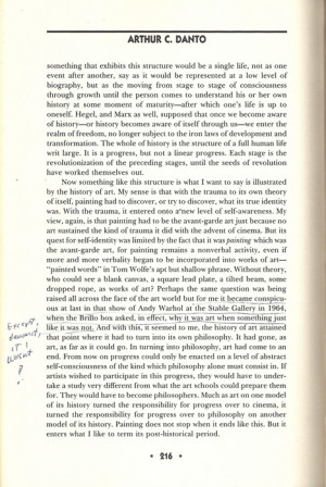 Arthur C. Danto:On which Markson has underlined these words of Arthur ...