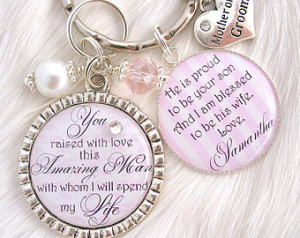 ... Wedding Pink Mothers Day Gift Keychain quote Necklace Mother in law