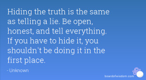 Hiding the truth is the same as telling a lie. Be open, honest, and ...