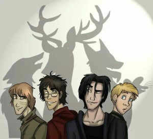 Moony, Wormtail, Padfoot, and Prongs