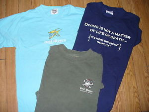 REEF-DIVERS-DIVE-DOG-T-SHIRTS-LOT-OF-3-NAVY-MED-GREEN-SMALL-BLUE-SMALL