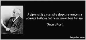 ... woman's birthday but never remembers her age. - Robert Frost