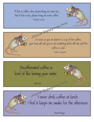 Printable Bookmarks, Funny COFFEE Quotes, Mouse: Instant Download