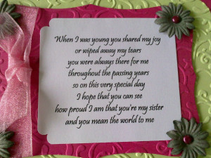 the verse - this card is for Mum to give to her Sister, so the verse ...